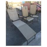 Patio lounger with folding sling chairs Patio lounger with folding sling chairs