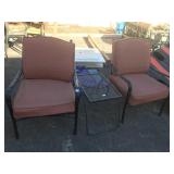 Pr patio armchairs with side table - metal frame Pr patio armchairs with side table - metal frame