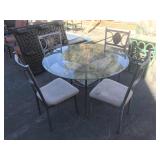 Metal Glass Top Patio Table with 4 chairs - tile