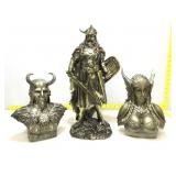 3 resin sculptures incl. Loki, Valkyrie and