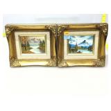 Pair of paintings framed to 8x9 in.