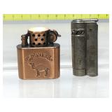 Vintage metal pocket lighters.