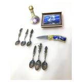 Collector spoons, pocket knife and more.