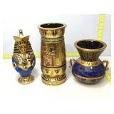 Egyptian style vases and pitcher.