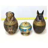 Egyptian themed lidded jars.