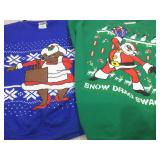 S and M his and her holiday sweatshirts.