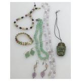 Assorted stone and bead costume jewelry.