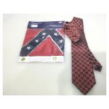 Confederate tie and nylon Rebel embroidered flag.
