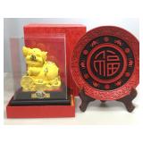 Lucky pig In display with gift box and