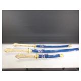 3 piece Ornate Dragon head katana sword set. Each