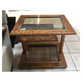 Wood side table w/glass top