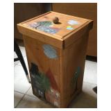 Wood container, approx 2 ft tall