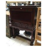 Wood bar cabinet, approx 6 ft tall