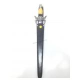 Swards ornate sword in sheath.