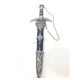 Fantasy knife In sheath metal with Robin of