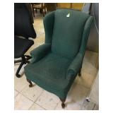Green armchair w/wood legs