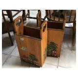 Hand painted wood containers, approx over 2 ft