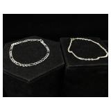 Two sterling chain bracelets. 7 in each one