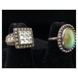 Two sterling rings with gemstones. SZ 4 1/2 and 5