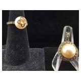 Sterling pendant and ring with citrine. SZ 7