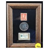 Framed 1954 Benjamin Franklin Half Dollar and