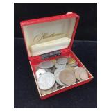 Assorted foreign coins and more