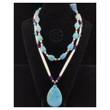 Turquoise and bone necklaces. See pictures