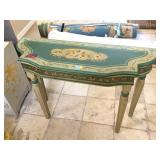 Hand painted wood hall table, approx 4 ft long