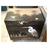 Hand painted wood container, approx 1.5 ft long