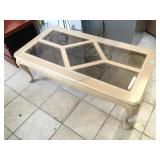Wood coffee table w/glass top