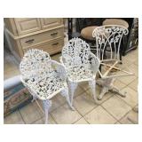 3 metal patio chairs