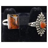 Two sterling rings. SZ 6 1/4 and 7 1/4