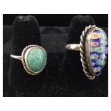Two sterling rings. Sz 8 and 7