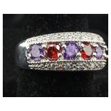 Sterling ring with gemstones. SZ 8 1/2