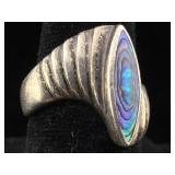 Sterling ring with Abalone shell. SZ 7 1/2