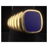 18K Gold blue stone sz 8.5 Ring 15.6g !