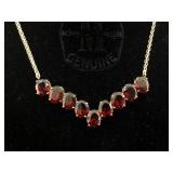 10K Gold garnet Necklace 18" 8.7g