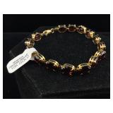 10K Gold garnet Braclet 6.5