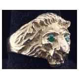 14K Gold Lion ring sz  11 Beautiful 9g