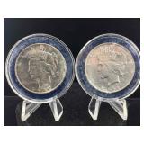 2-Sterling Silver Peace dollars High Grade