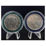 2-Sterling Silver Peace dollars High Grade