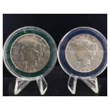2-Sterling Silver Peace dollars High Grade