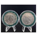 2-Sterling Silver Peace dollars High Grade