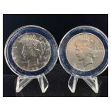 2-Sterling Silver Peace dollars High Grade