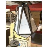 Diamond shaped plastic hanging light fixture 17in