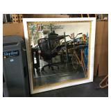 Wall hanging mirror, approx 4x4 ft