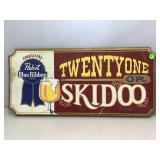 Pabst Blue Ribbon 21 or Skidoo Wooden Sign.24x11