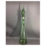 27in H Green Glass Genie Bottle/Decanter