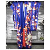 Authentic Kimono. Blue and Orange. Embroidered w/