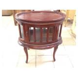 Beaded Mahogany/Beveled Glass Oval Liquor Cabinet